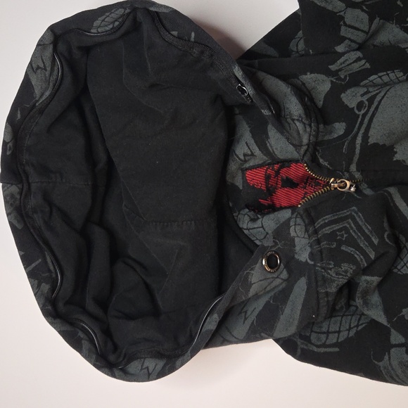 Metal Mulisha Zip Up Hoodie Black Vintage Sweater W Skull & Grenades - Picture 4 of 8